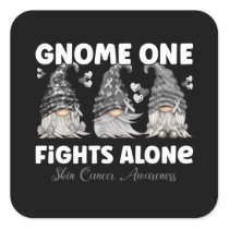 Skin Cancer Black Ribbon Gnome Dwarf Square Sticker