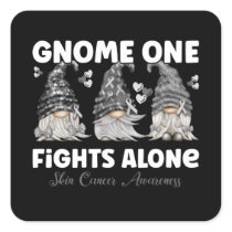 Skin Cancer Black Ribbon Gnome Dwarf Square Sticker