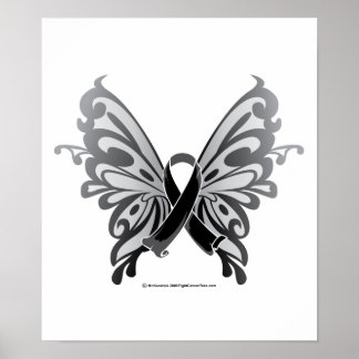 Skin Cancer Butterfly Ribbon Poster