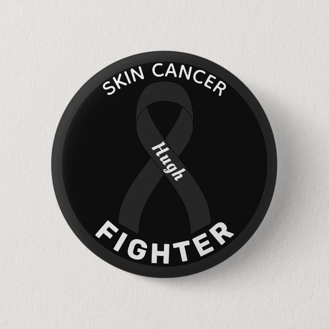 Skin Cancer Fighter Ribbon Black Button (Front)