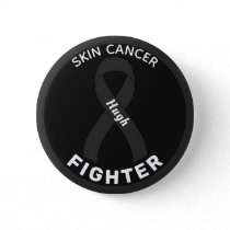 Skin Cancer Fighter Ribbon Black Button