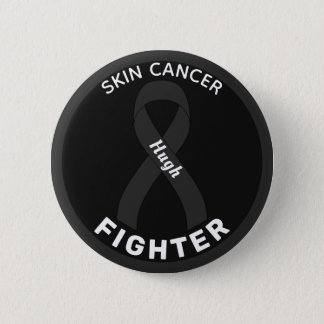 Skin Cancer Fighter Ribbon Black Button