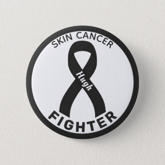Skin Cancer Fighter Ribbon White Button