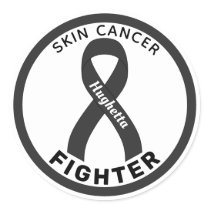 Skin Cancer Fighter Ribbon White Round Sticker