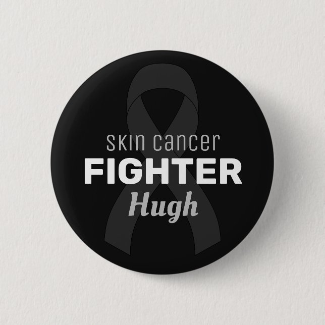 Skin Cancer Ribbon Black Button (Front)