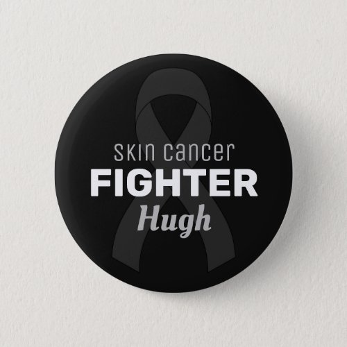 Skin Cancer Ribbon Black Button