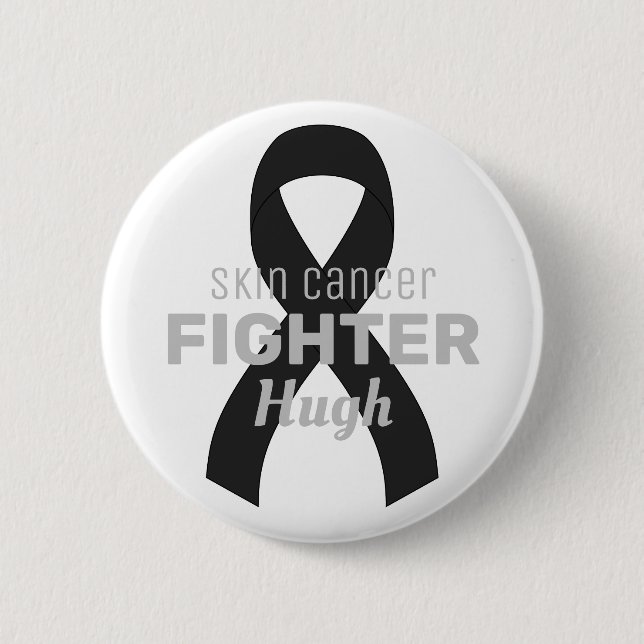 Skin Cancer Ribbon White Button (Front)