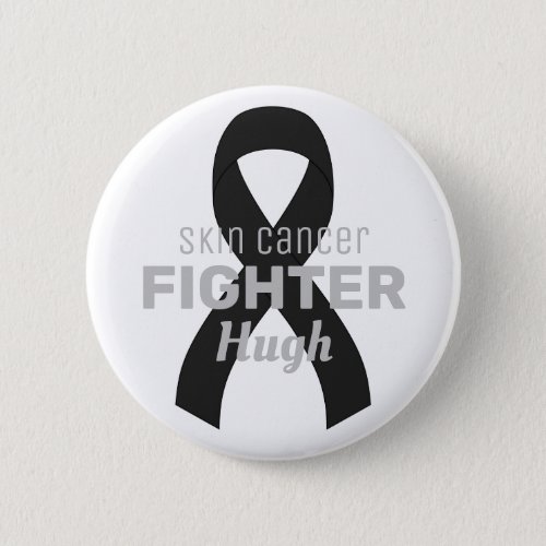 Skin Cancer Ribbon White Button