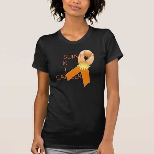 Skin Cancer Survivor D3  PuzzleOrange Ribbon 1 T_Shirt