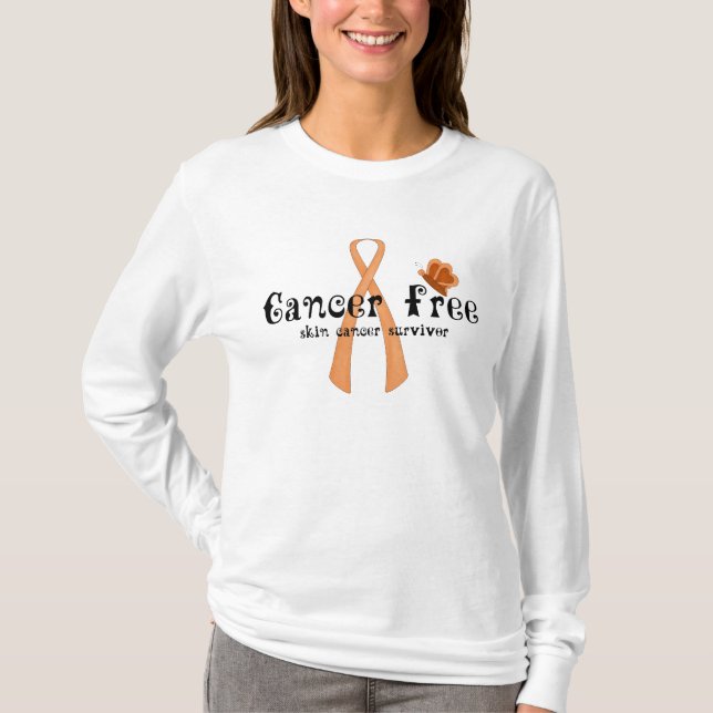 Skin Cancer Survivor D8 :: Cancer Free Butterfly T-Shirt (Front)