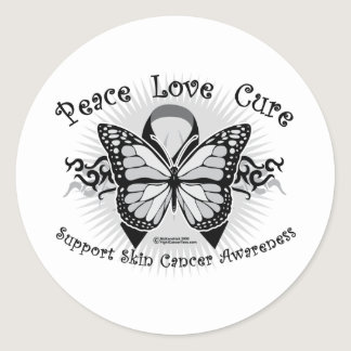 Skin Cancer Tribal Butterfly Classic Round Sticker