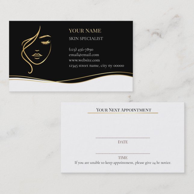 Skin care & Beauty Appointment Card (Front/Back)