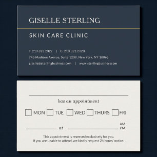 Skin Care Clinic Office Appointment Reminder Business Card