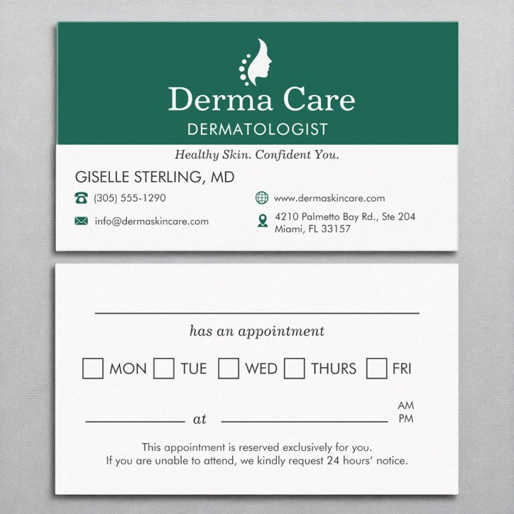 Skin Care Dermatologist Office Appointment Business Card