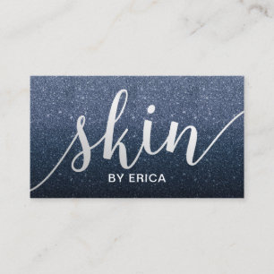 Skin Care Elegant Navy Blue Glitter Esthetician Business Card