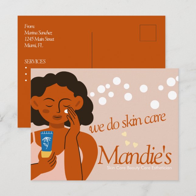 Skin Care Esthetician Business Salon Branding Lady Postcard (Front/Back)