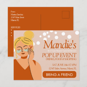 Skin Care Esthetician Business Salon Pop Up Event  Postcard