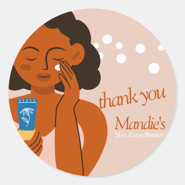 Skin Care Esthetician Business Salon Thank You B Classic Round Sticker (Front)