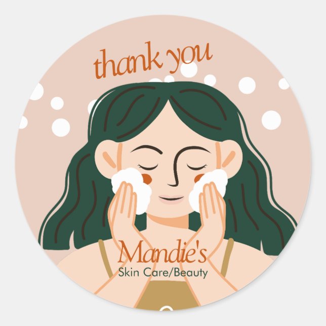 Skin Care Esthetician Business Salon Thank You C Classic Round Sticker (Front)