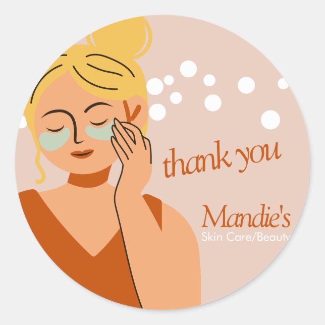 Skin Care Esthetician Business Salon Thank You Classic Round Sticker (Front)