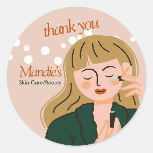Skin Care Esthetician Business Salon Thank You D Classic Round Sticker