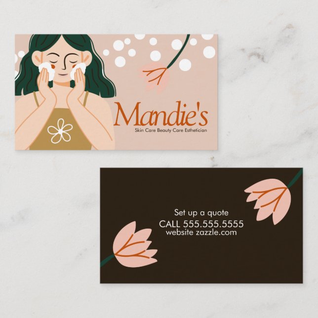 Skin Care Esthetician Women Business Salon  Business Card (Front/Back)
