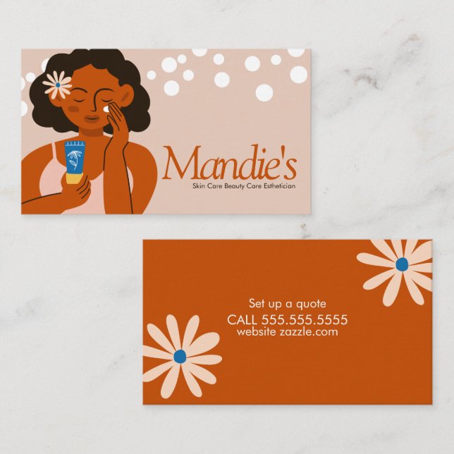 Skin Care Esthetician Women Business Salon  Floral Business Card (Front/Back)