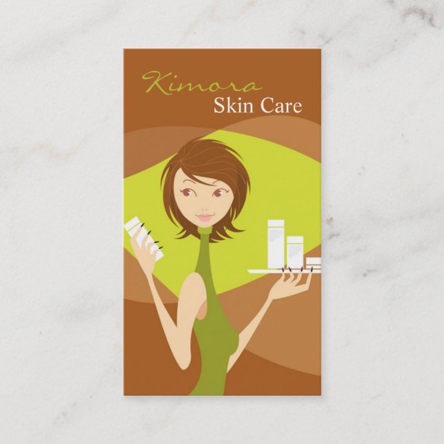 Skin Care Face Care Vector Shop Girl Business Card (Front)