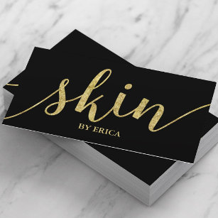 Skin Care Gold Script Esthetician Elegant Business Card