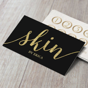 Skin Care Gold Script Spa Esthetician Loyalty Card
