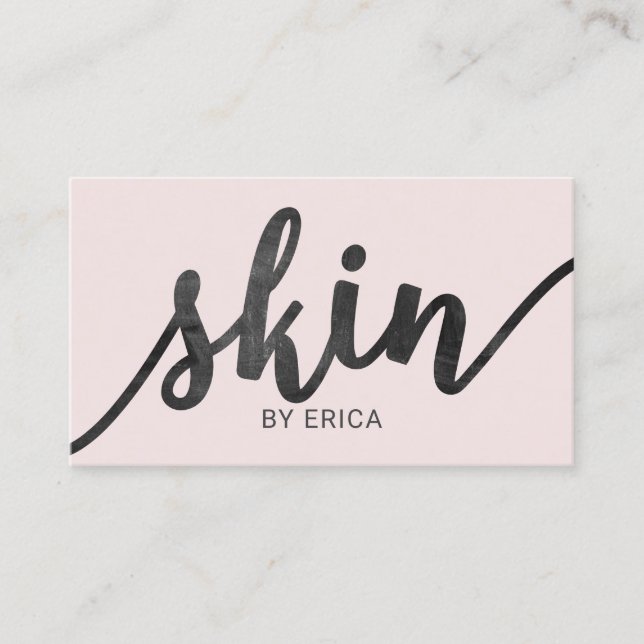Skin Care Typography Blush Pink Esthetician Spa Business Card (Front)