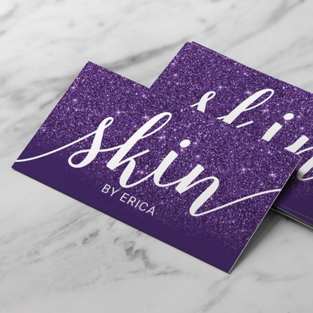 Skin Care Typography Deep Purple Esthetician Business Card (Creator Uploaded)