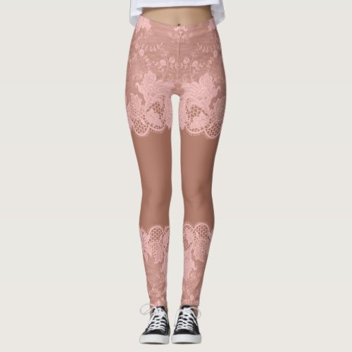 Skin Color Sheer Lace Panty Effect  Leggings