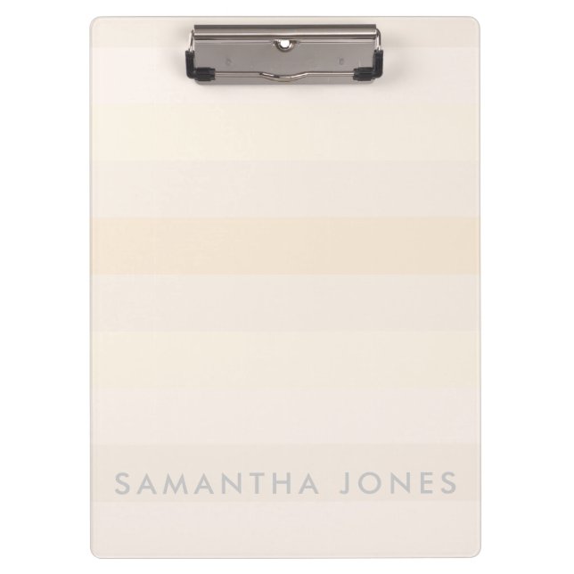 Skin Peach Ombre Simple Stripe Personalize Name Clipboard (Front)