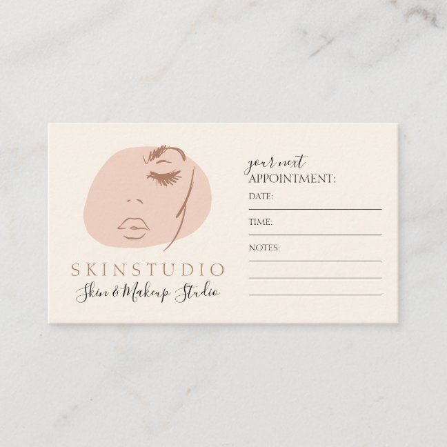 Skin Studio Beauty Salon Esthetician Appointment Card