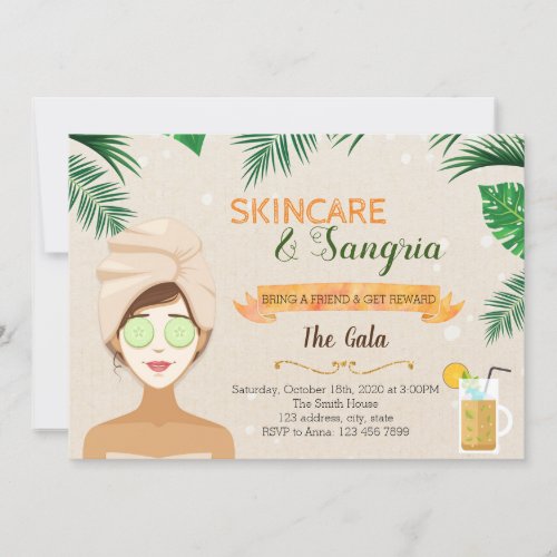 Skincare and Sangria theme invitation
