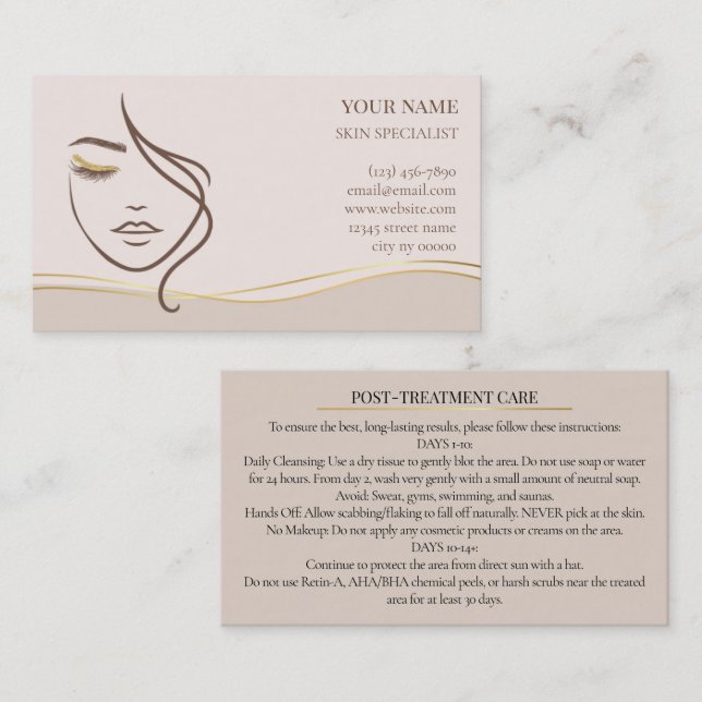Skincare & Beauty After Care Card (Front/Back)