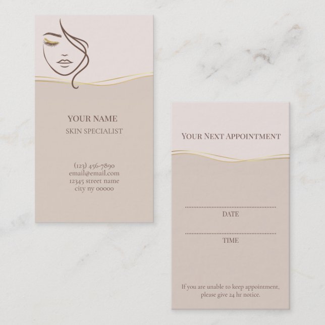 Skincare & Beauty Appointment Card (Front/Back)