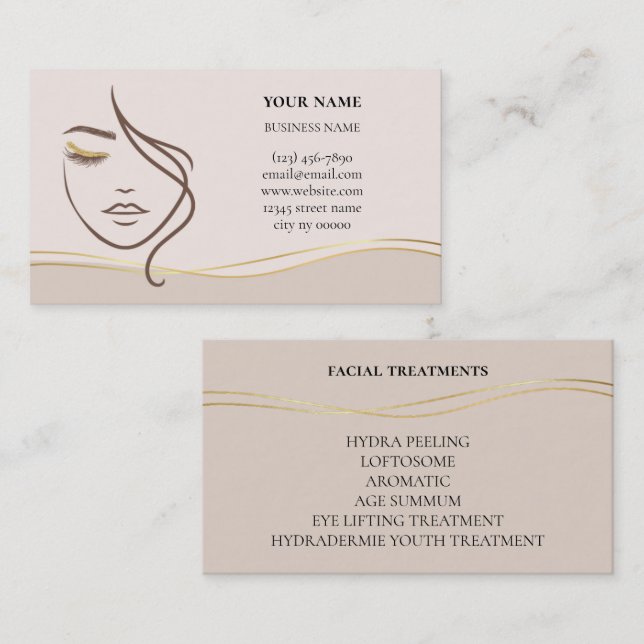 Skincare & Beauty Salon Business Card (Front/Back)