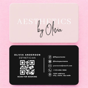 Skincare Esthetician Blush Pink QR Code Business Card