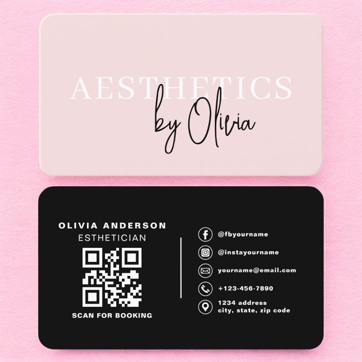 Skincare Esthetician Blush Pink QR Code Business Card