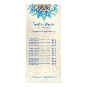 skincare esthetician lotus price list rack card