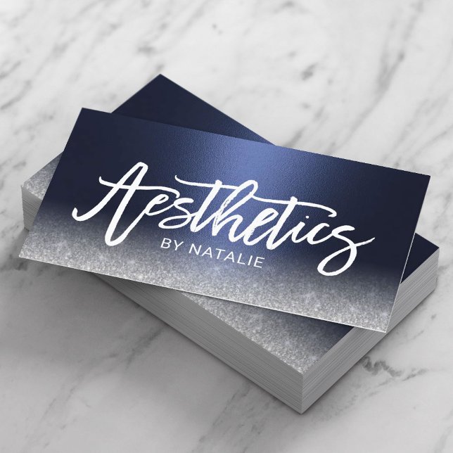 Skincare Esthetician Modern Navy Blue Aesthetics Business Card (Creator Uploaded)