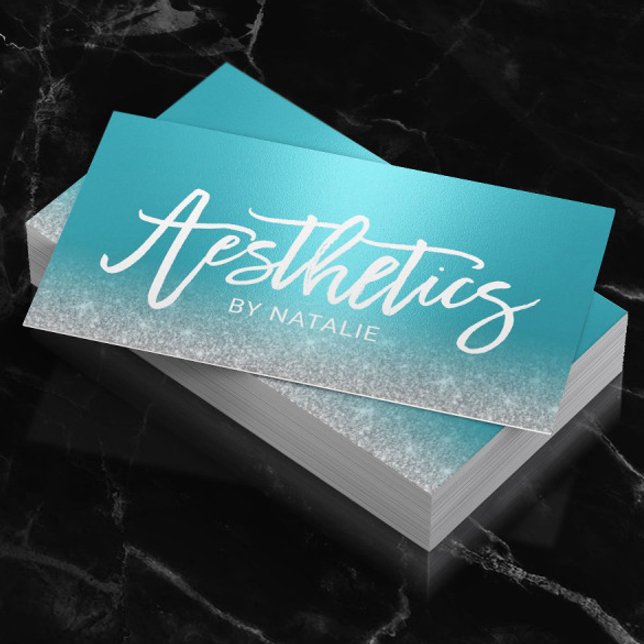 Skincare Esthetician Modern Turquoise Aesthetics Business Card (Creator Uploaded)