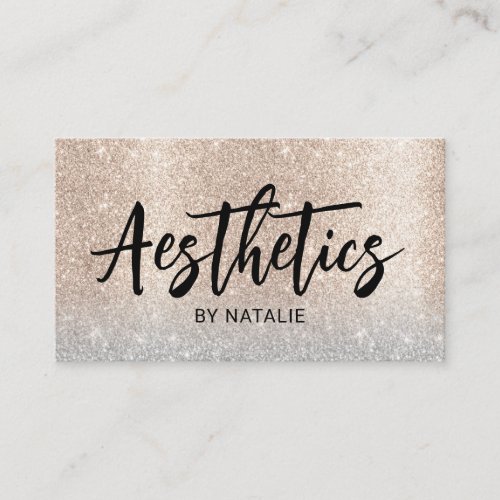 Skincare Esthetician Rose Gold Glitter Aesthetics Business Card