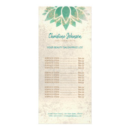 skincare esthetician teal lotus on faux foil rack card