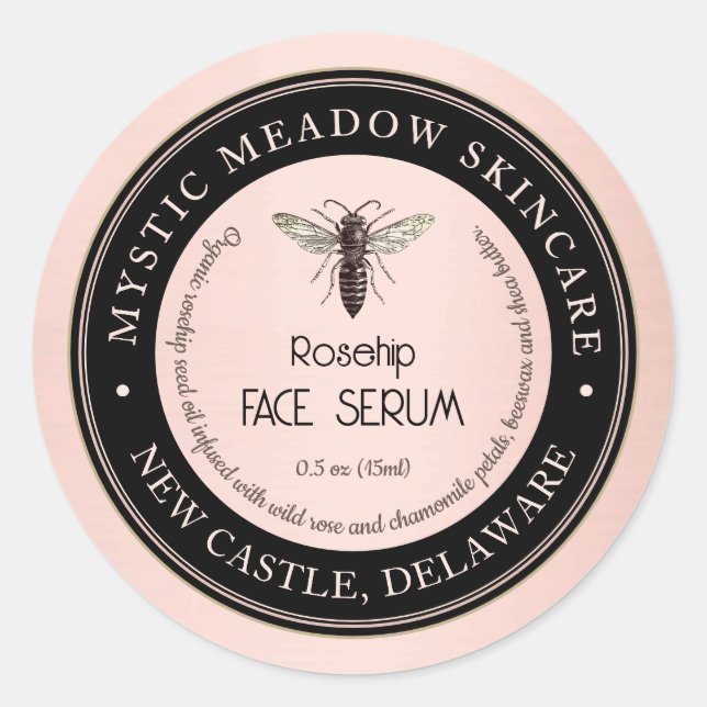 Skincare Label Queen Bee Metallic RoseGold (Front)