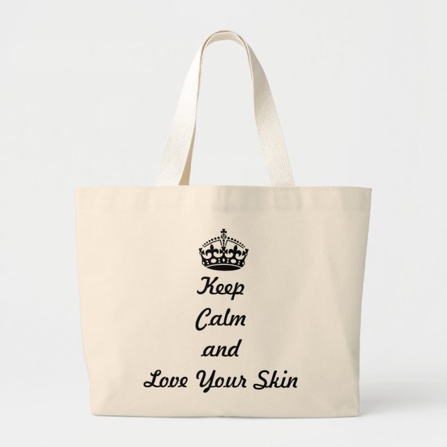 Skincare Lovers "Keep Calm and Love Your Skin" Large Tote Bag (Front)
