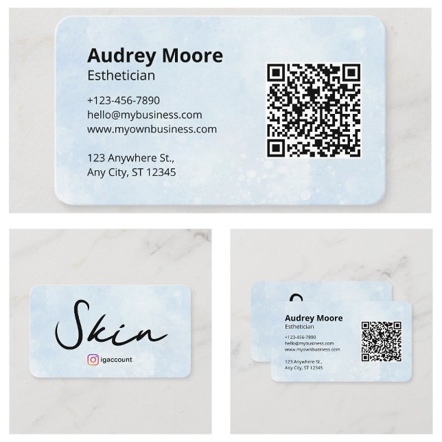 Skincare Makeup Esthetician Logo QR Code Templates Business Card (Skincare Makeup Esthetician Logo QR Code Templates Business Card
)