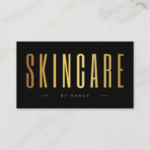 Skincare Minimalist Black And Gold Business Card